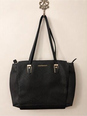 Roccobarocco Black Leather Tote/Shoulder Bag